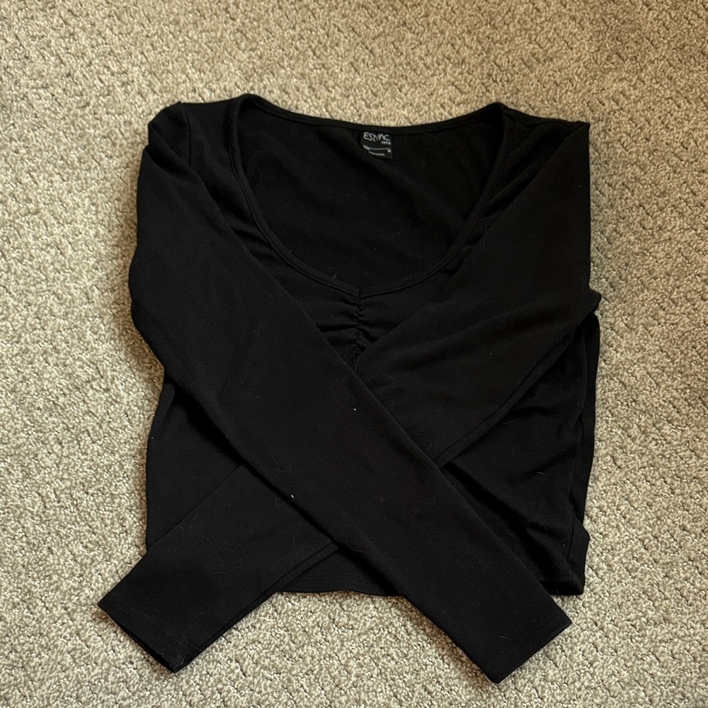 PacsunBlack Ruched Women's Top